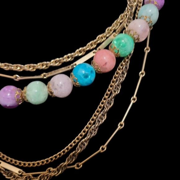 16inchVintage Groovie Beaded and Chain Fashion Necklace - Picture 2 of 4